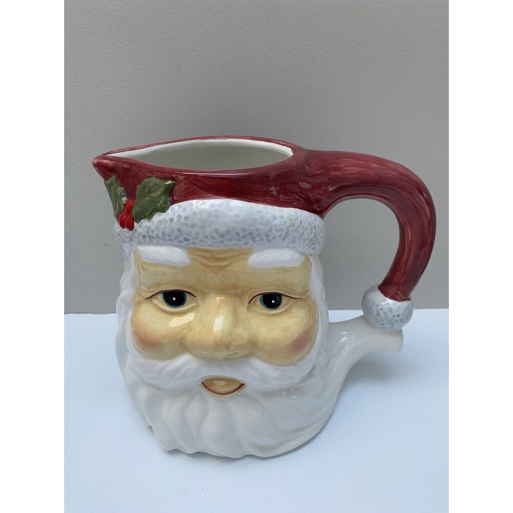 Vintage Santa Head Ceramic Pitcher Christmas Holiday Cheer 1997 Captain Michael - Picture 7 of 7